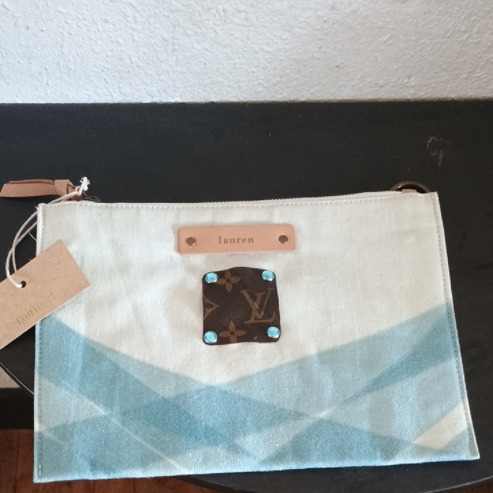 Canvas Clutch with Blue Accents